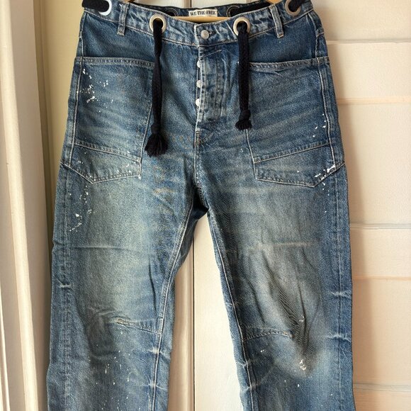 Free People barrel cut splatter paint jeans, size 29S - Picture 1 of 3